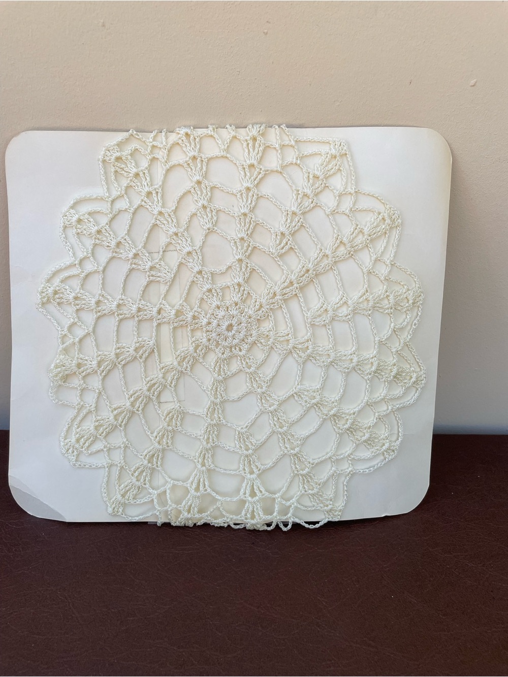 Antique Late 19th-Century Cream Crocheted Lace Doily